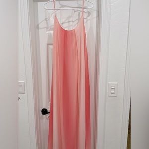 multi tone pink floor length dress. Spaghetti strap size medium from Pink Lily.